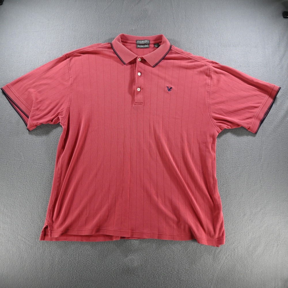 Lyle & Scott‎ Mens Ribbed Short Sleeve Polo Shirt XL Red Cotton